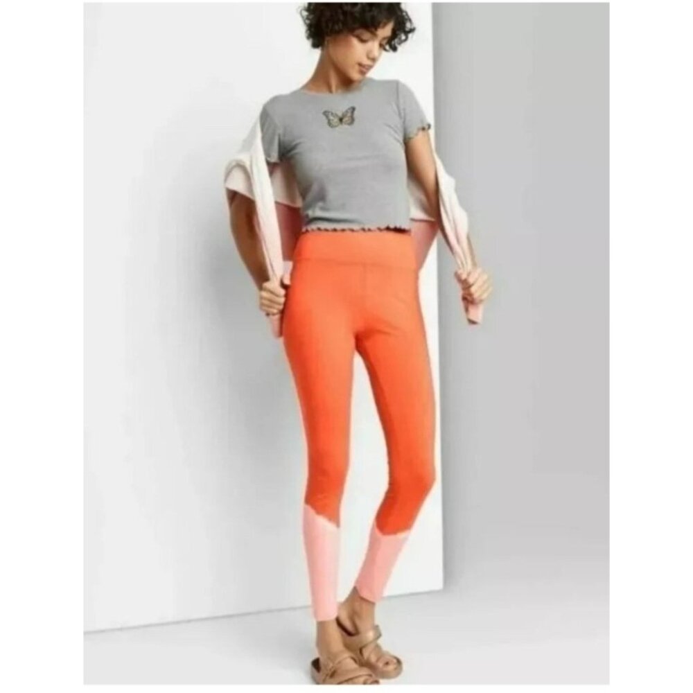 All In Motion Womens High Rise Orange Tye Dye Leggings Size Med Yoga Workout
